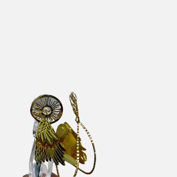 Kurt Adler October Birthstone Angel Rose Quartz Crystal Angel Gold Wings & Crown - Picture 4 of 5